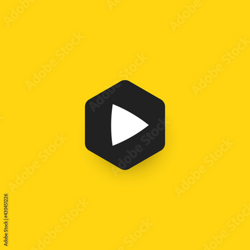 Play button for innovation technology interface. Start and launch icon, hud and gui design element. Digital multimedia logo template for music, video, audio player sign. Vector illustration.