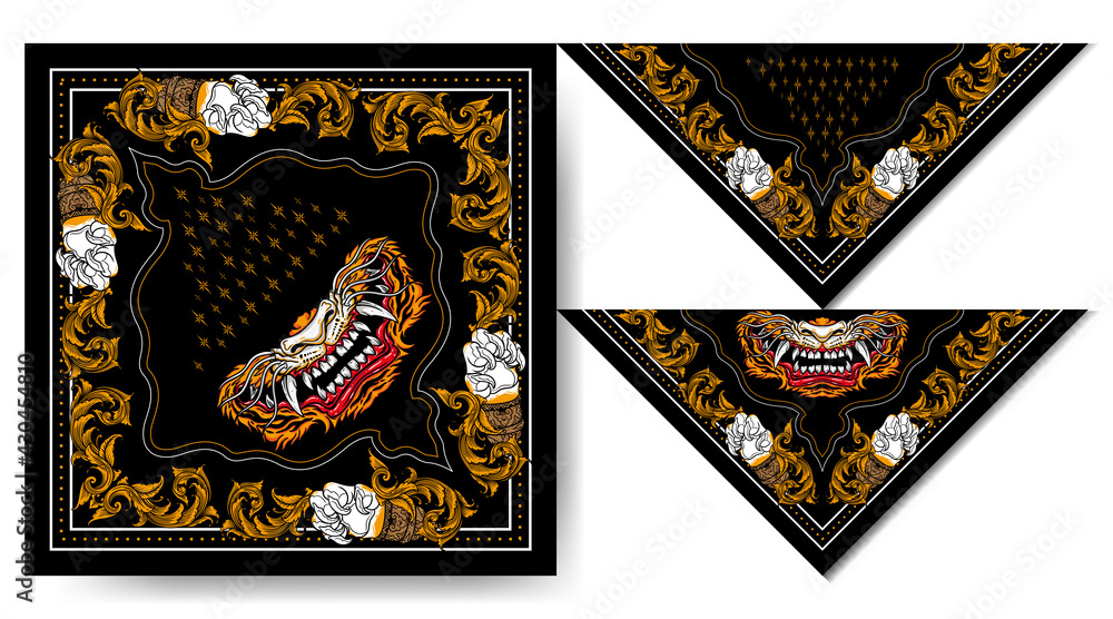 bandana japan tiger mask vintage design Stock Vector Adobe Stock