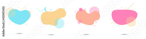 Abstract colorful blobs set.Set of isolated abstract aqua spot with gradient or dynamic color.Abstract liquid shape. Fluid design. Isolated gradient waves with geometric lines,Vector illustration.