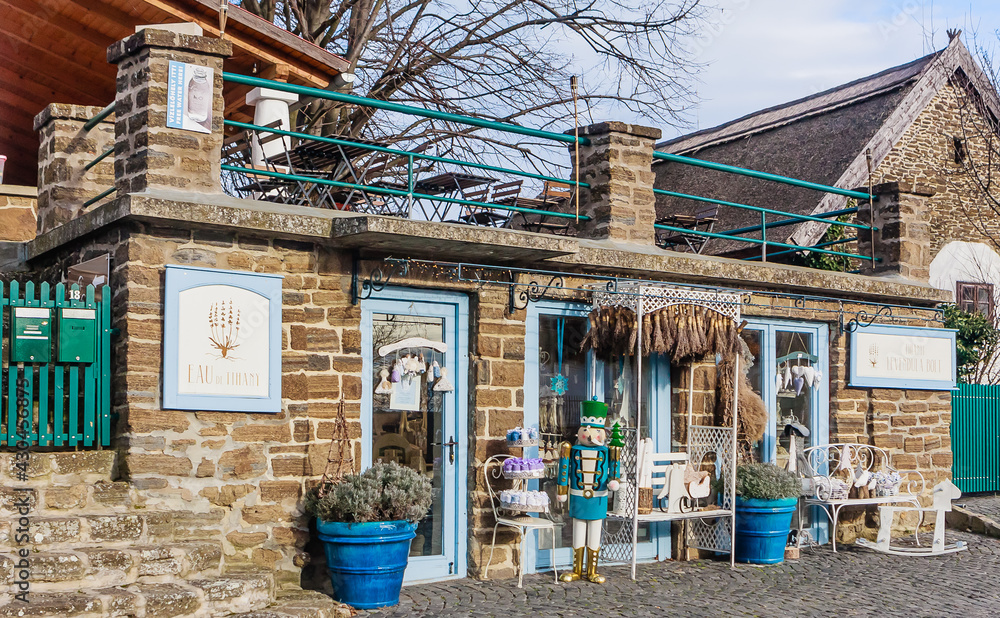 Tihany village lavender souvenir shop. Tihany is one of the main attractions of the Balaton area Europe, Eastern Europe, Hungary,