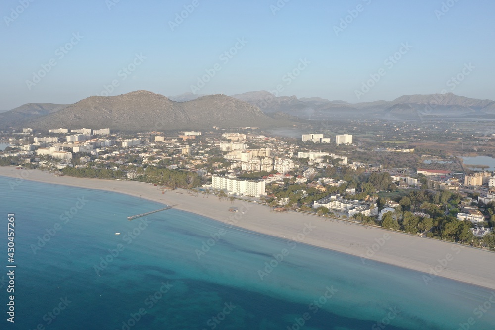 Aerial Sunrise Photo from Alcudia Beach and Hotel Los Principes & Spa Boat Dock 