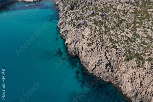 Aerial Coast line by Drone. Turqouise & transparent water 