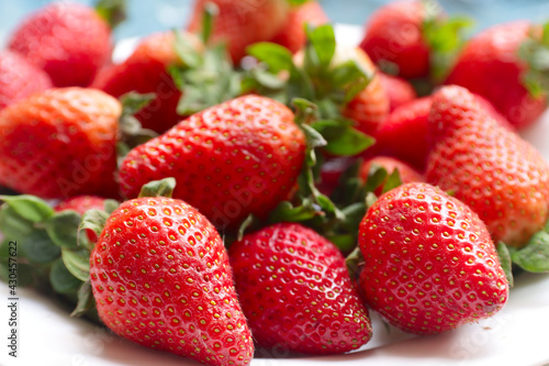 Closeup of a bunch of fresh strawberries