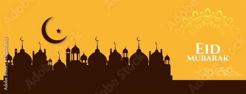 Elegant religious Eid Mubarak festival islamic banner