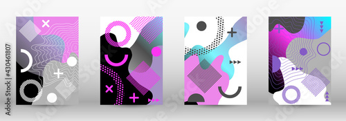Modern memphis background set covers  great design for any purposes. Colorful trendy illustration. Colorful geometric background design. Creative vector banner illustration.