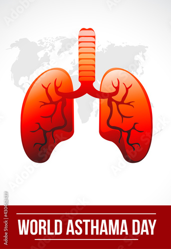 Vector illustration of a Background for World Asthma Day. awareness poster with healthy lungs and inhaler. Vector illustration.