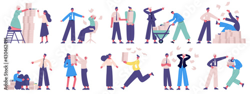 Angry bosses. Office business team adverse atmosphere, unorganised, lazy workers and angry boss vector illustration set. Business workers subordinate conflict
