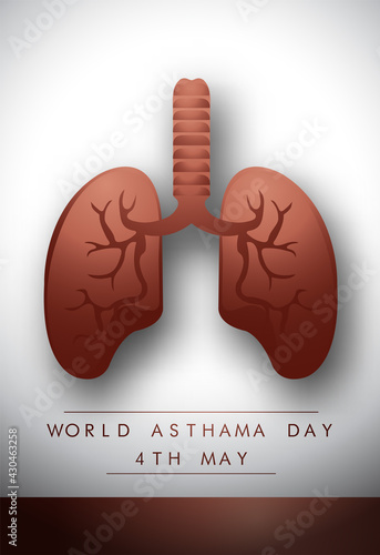 Vector illustration of a Background for World Asthma Day. awareness poster with healthy lungs and inhaler. Vector illustration.