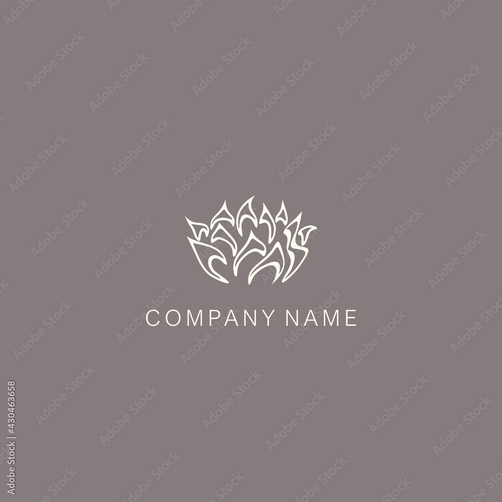 Floral symbol in a simple form. Rose or peony logo