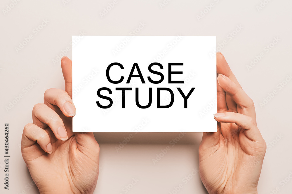Female hands hold card paper with text Case Study on a yellow background. Business and education concept Female hands hold card paper with text Case Study on a yellow background. Business and education concept