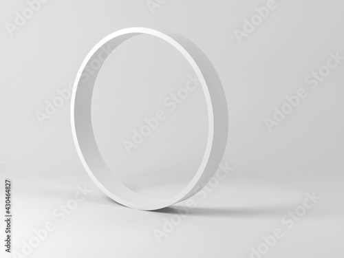 Blank white circle in an empty studio, 3d render