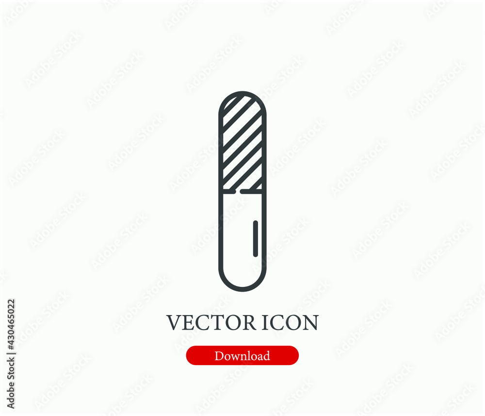 Nail file vector icon. Editable stroke. Linear style sign for use on web design and mobile apps, logo. Symbol illustration. Pixel vector graphics - Vector Nail file vector icon. Editable stroke. Linear style sign for use on web design and mobile apps, logo. Symbol illustration. Pixel vector graphics - Vector