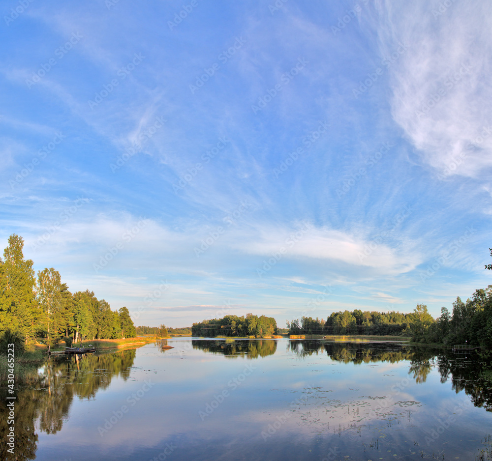 blue high sky reflect in fine lake