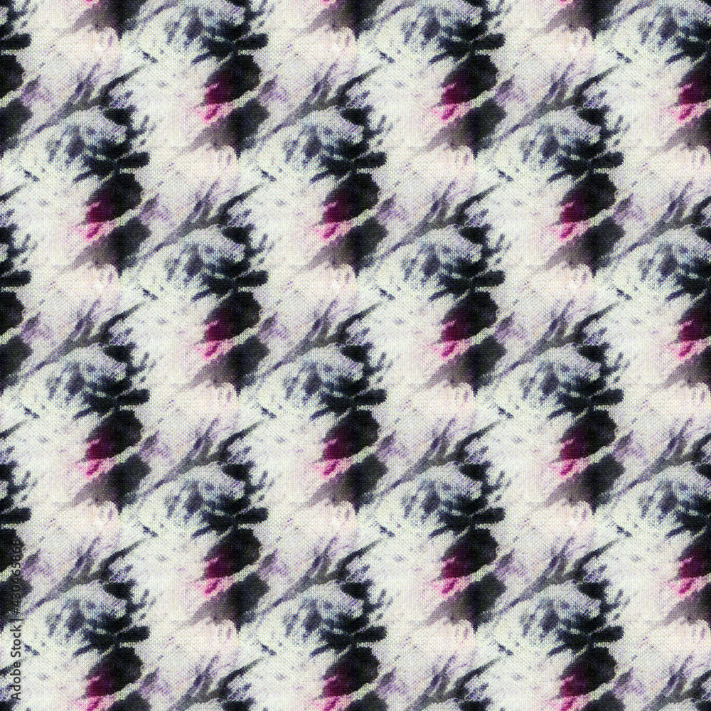 Seamless tie-dye pattern  on white silk