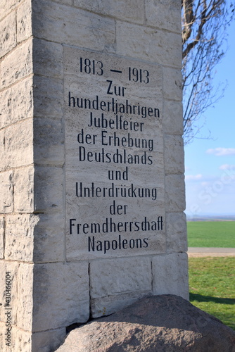 Inschrift auf dem Napoleonstein zur hundertjährigen Jubelfeier 1913 photo