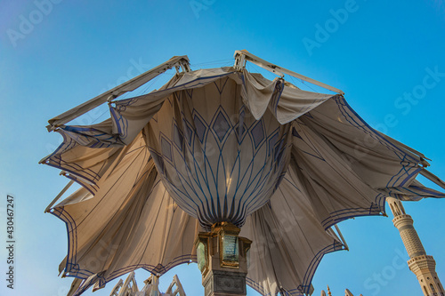 The rectractable umberalla at Masjid al Nabawi at Madinah Munawwara  photo