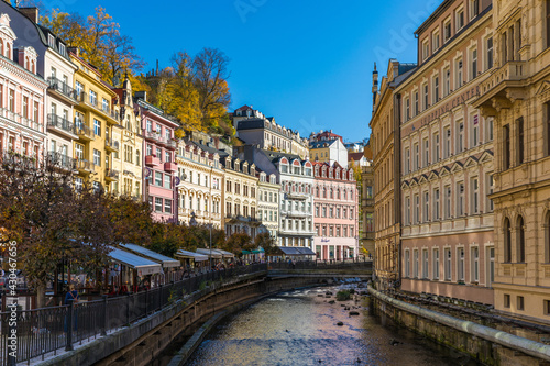 Autumn view of old town of Karlovy Vary (Carlsbad), Czech Republic, Europe © daliu