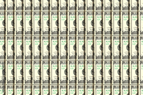 Background from rolled up American dollar bills. Creative money pattern. 3d illustration.