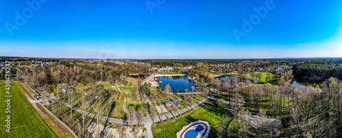 Rybnik Kamień na Śląsku w Polsce, ośrodek sportowy i wypoczynkowy z lotu ptaka