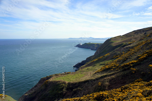 Walk along the shores of the Irish Sea, Howth Peninsula, View of Baily Lighthouse.Ireland.