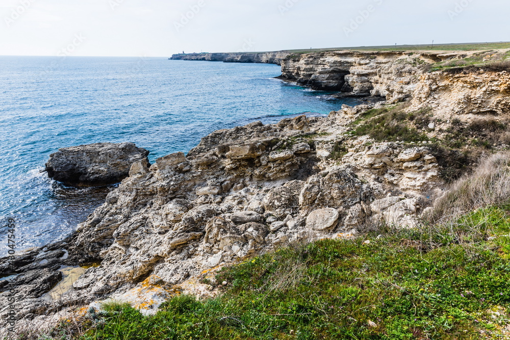 Rocky coast of the Tarkhankut peninsula - the westernmost part of Crimea