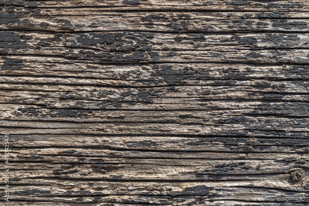 Old wooden abstract background texture surface with peeling black paint texture.