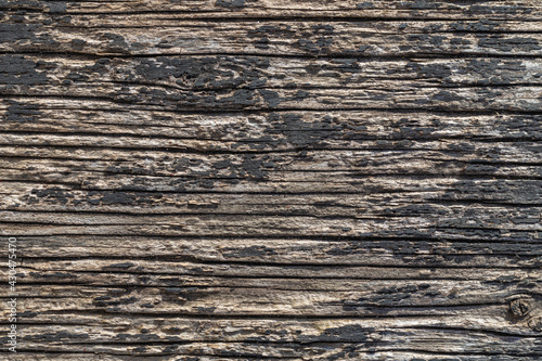 Old wooden abstract background texture surface with peeling black paint texture.
