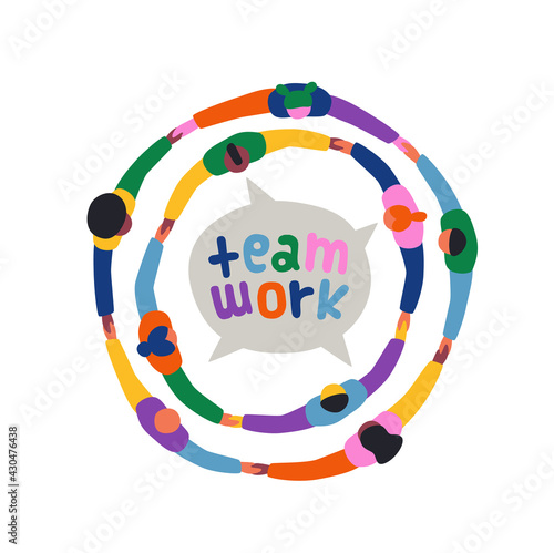 Teamwork diverse people friend circle round