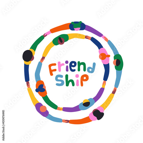 Friendship diverse people friend circle round