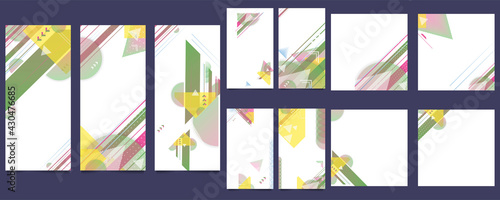 Poster colors design art painting contemporary new style templates set invitations to lines abstract background for book cover texture brochure. Vector eps10 stock