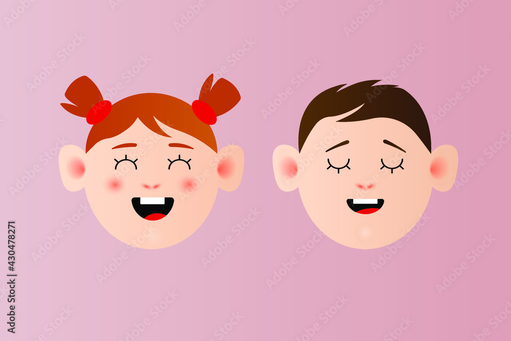 Vector illustration of laughing kids. Boy and girl are happy
Vector illustration of laughing kids. Boy and girl are happy