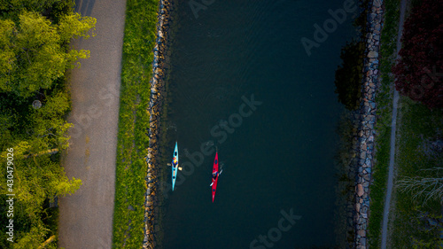Canvas Print Sunset over canal in a park in Stockholm Sweden