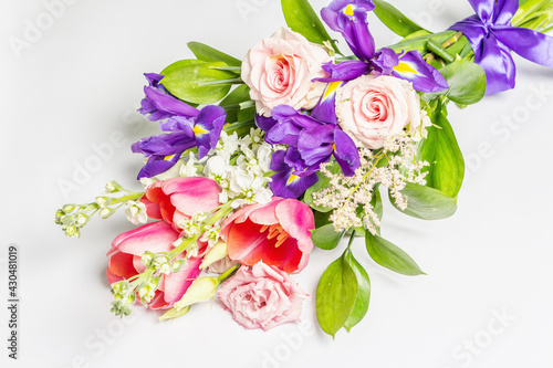 A beautiful bouquet of fresh flowers isolated on white background