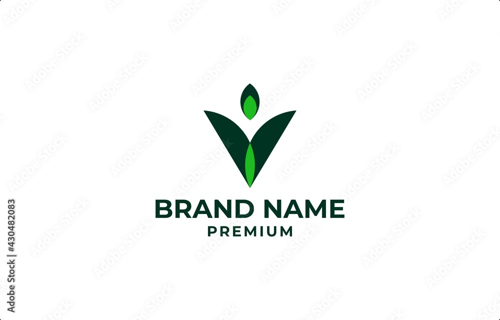 Letter V Nature Plant Logo Vector Design Template Letter V Nature Plant Logo Vector Design Template