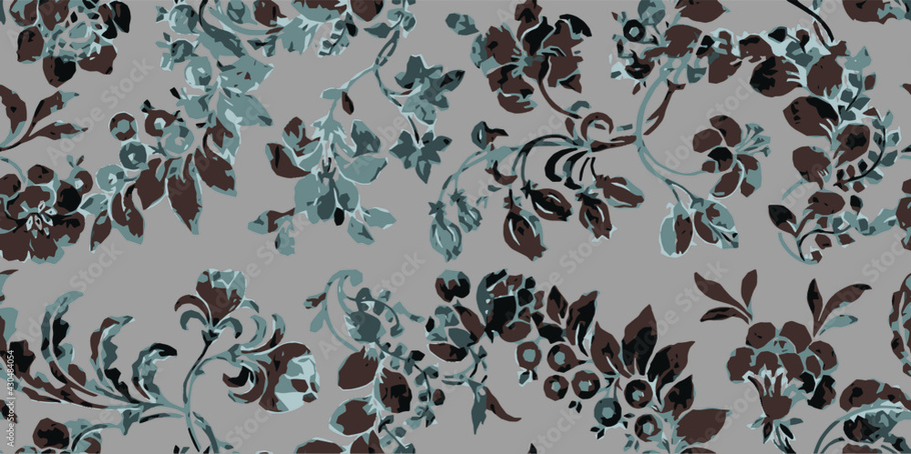 Geometric damask seamless pattern with grunge texture
