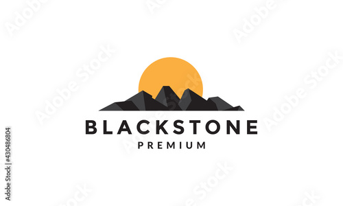black stone with sunset logo symbol icon vector graphic design illustration