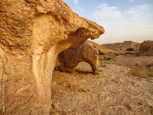 Formations in the rocks of the region caused by winds  Saudi Arab
