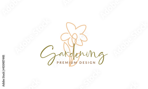beauty flower lines jasmine logo symbol icon vector graphic design illustration