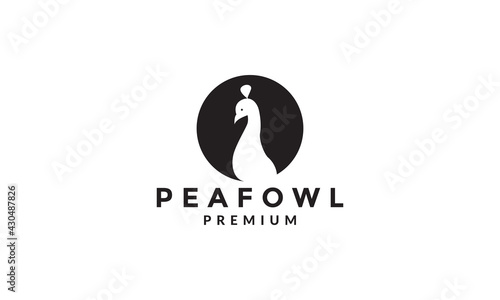 Peafowl or peacock with black shadow logo symbol icon vector graphic design illustration