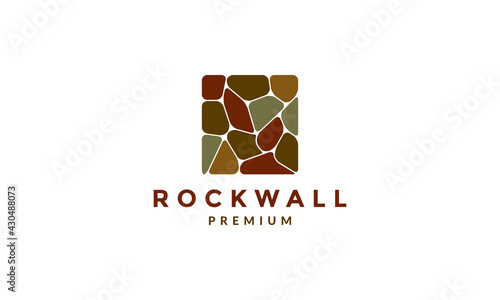 stone rock wall colorful logo vector symbol icon design graphic illustration