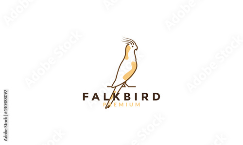 lines art colorful Cockatiel bird logo vector symbol icon design graphic illustration