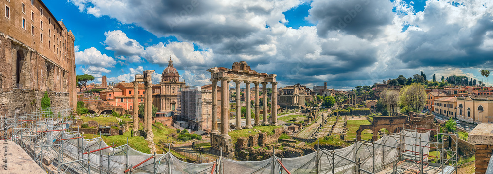 Scenic view over the ruins of the Roman Forum, Italy