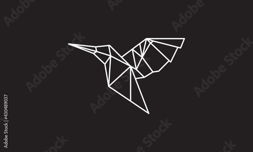 bird hummingbird fly geometric line logo vector symbol icon design graphic illustration