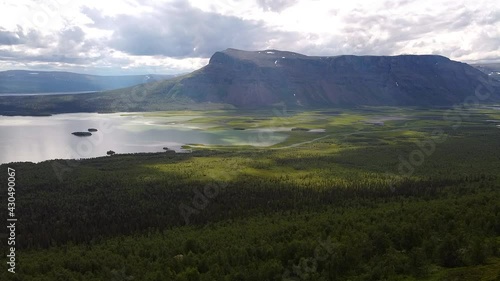 Drone footage of Kungsleden train, Lapland, Sweden.  photo