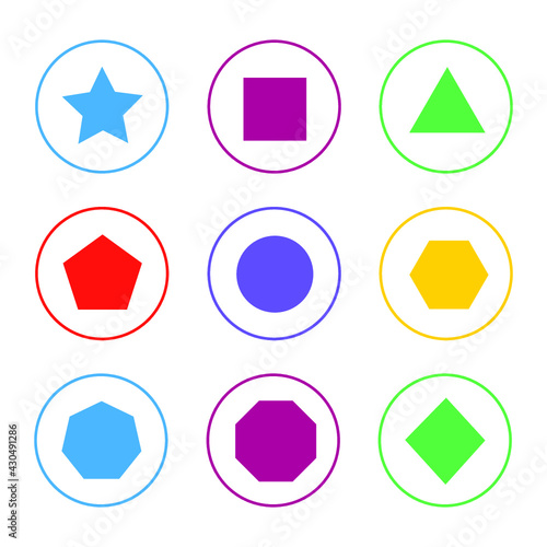 Colorful 2D Shapes Icon Set