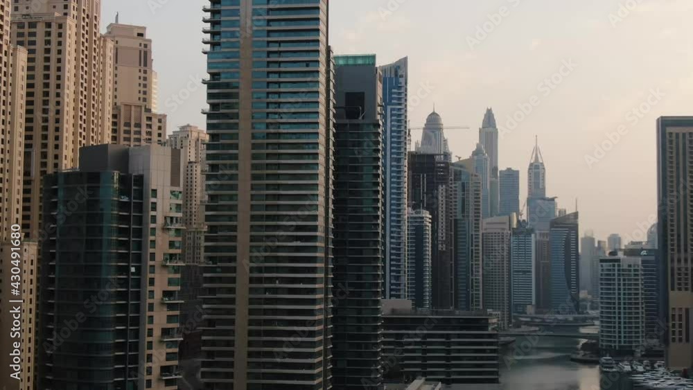 Amazing architecture of Dubai Marina with lots of skyscrapers, business, UAE, 4k Amazing architecture of Dubai Marina with lots of skyscrapers, business, UAE, 4k