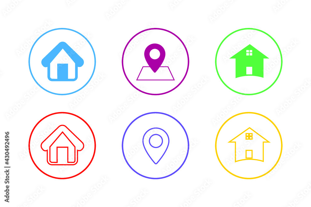 Colorful Address Icon Set Colorful Address Icon Set