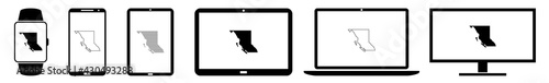 Display British Columbia Canada Map Border Icon Devices Set | Web Screen Province Device Online | Laptop Vector Illustration | Mobile Phone | PC Computer Tablet Sign Isolated