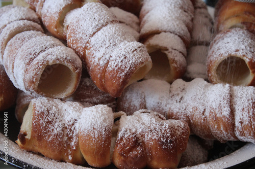 Photography Closeup shot of traditional Czech trdelnik pastries