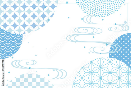 Japanese style vector background with traditional patterns for banners, greeting cards, flyers, social media wallpapers, etc.
